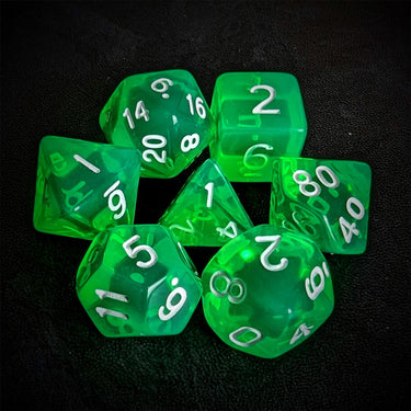 Clear Green Acrylic - 7pcs RPG Full Dice Set Top